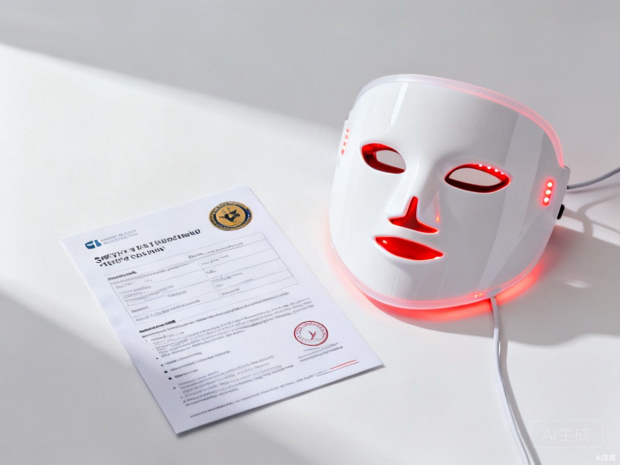 LED face mask with safety certification documentation